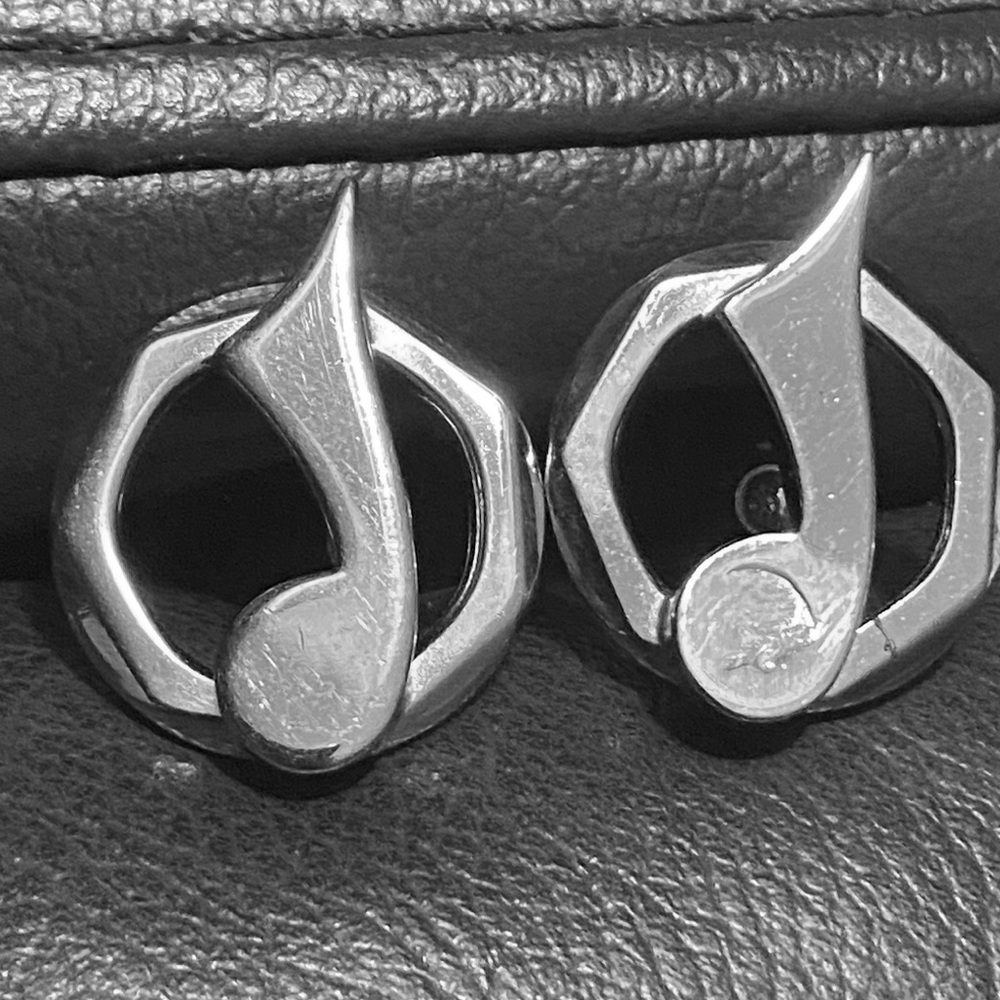 Vintage Men’s Musical Note Cufflinks Silver Metal